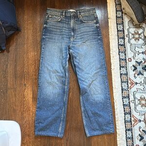 Zara Super High Rise Straight Leg Cropped Jeans Size 4 Premium Denim Collection